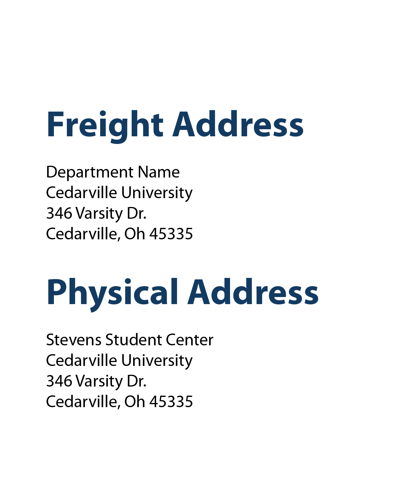 Freight and Physical Address